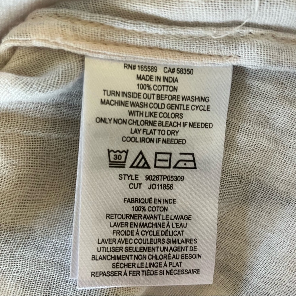 NWT Joie Saila Printed Cotton Top Beige and Gray Short Sleeve Cotton (Medium) - Picture 7 of 7